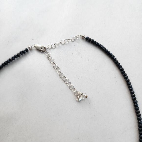 Deb Guyot Sterling Silver Herkimer Diamond Quartz Onyx Choker Necklace 18" - Picture 6 of 12